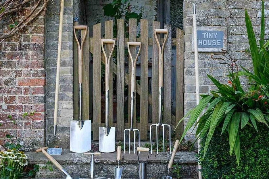 Garden tools against a wall