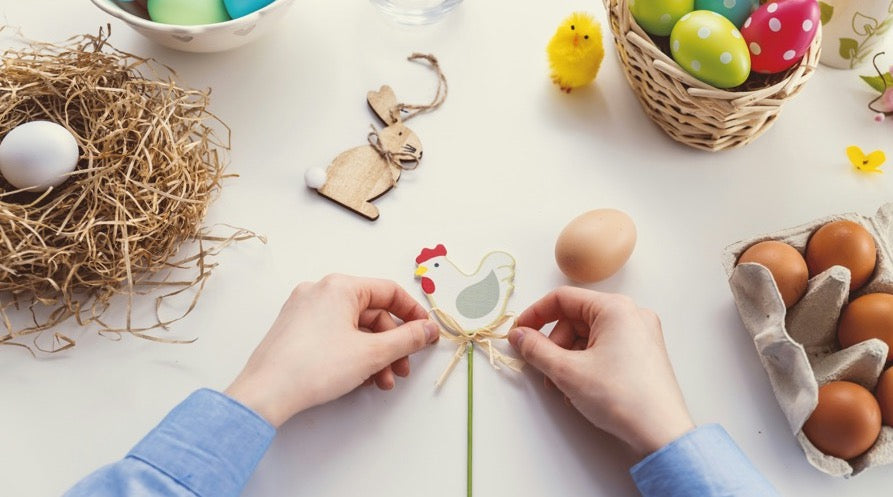 child making Easter crafts