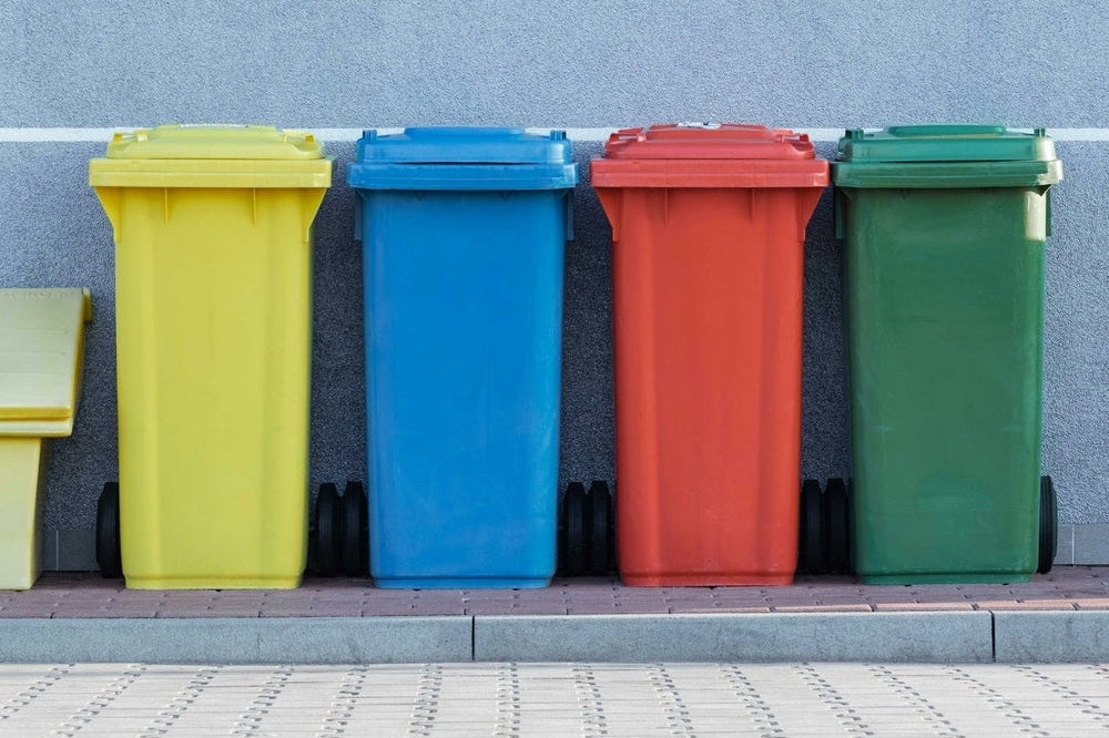 coloured recycling bins