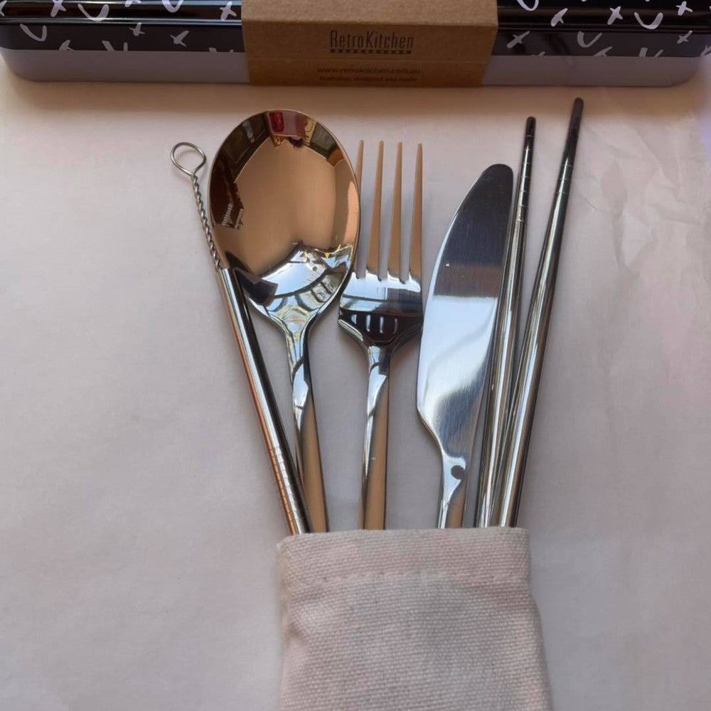 Metal Carry Your Cutlery Set by Retro Kitchen