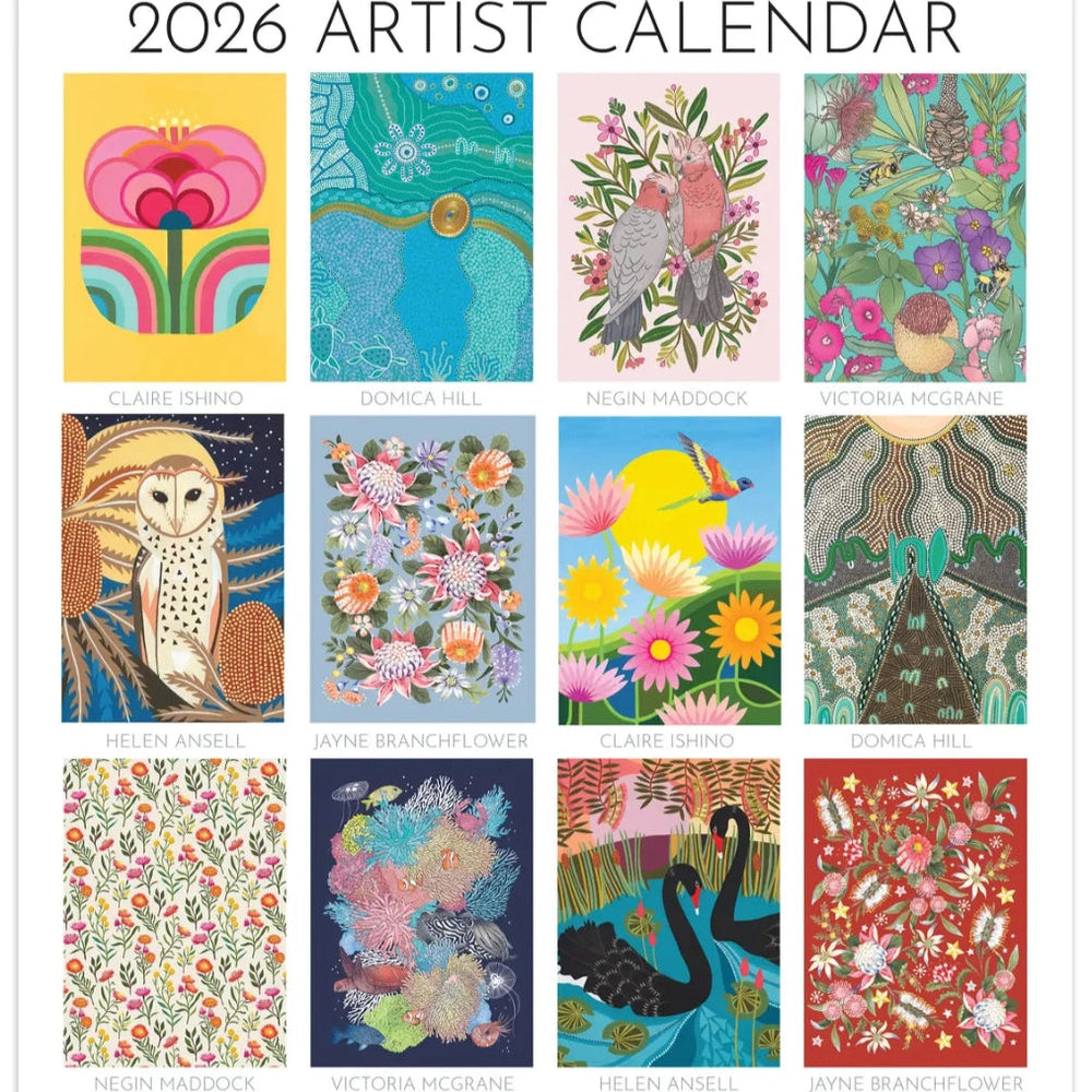 Earth Greetings 2026 Artist Calendar Featuring All Australian Artists.