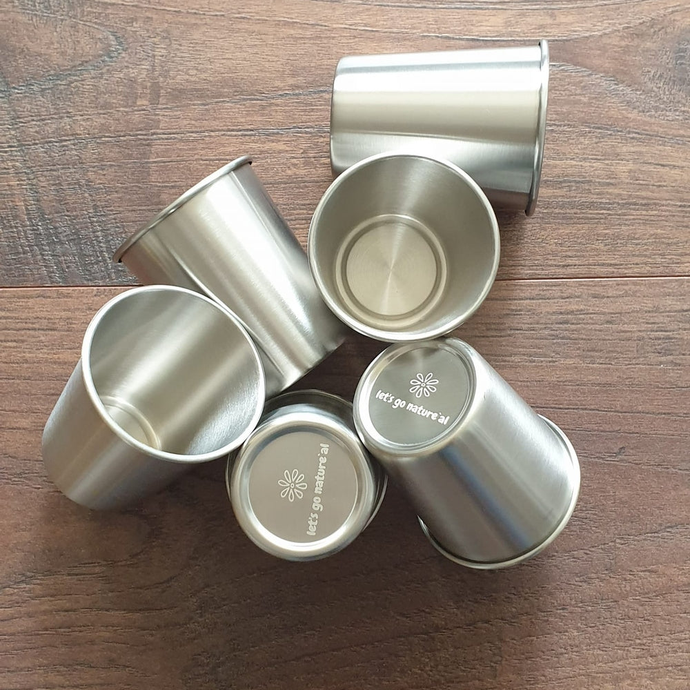 Reusable Stainless Steel Drinking Cups - 6 Pack