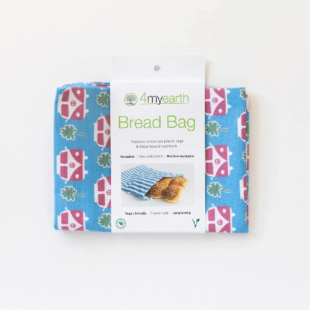 4MyEarth Reusable Cotton Bread Bag with Zip in Cardboard Packaging