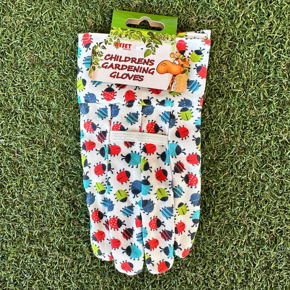 Children's Cotton Gardening Gloves with Ladybug Print.