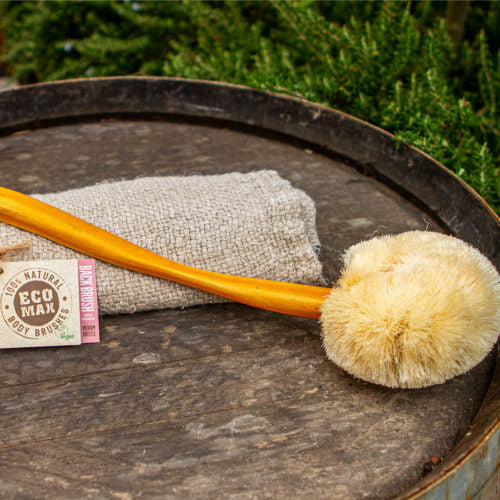 Eco Max Back Brush - Sisal Fibre With Extra Long Wood Handle