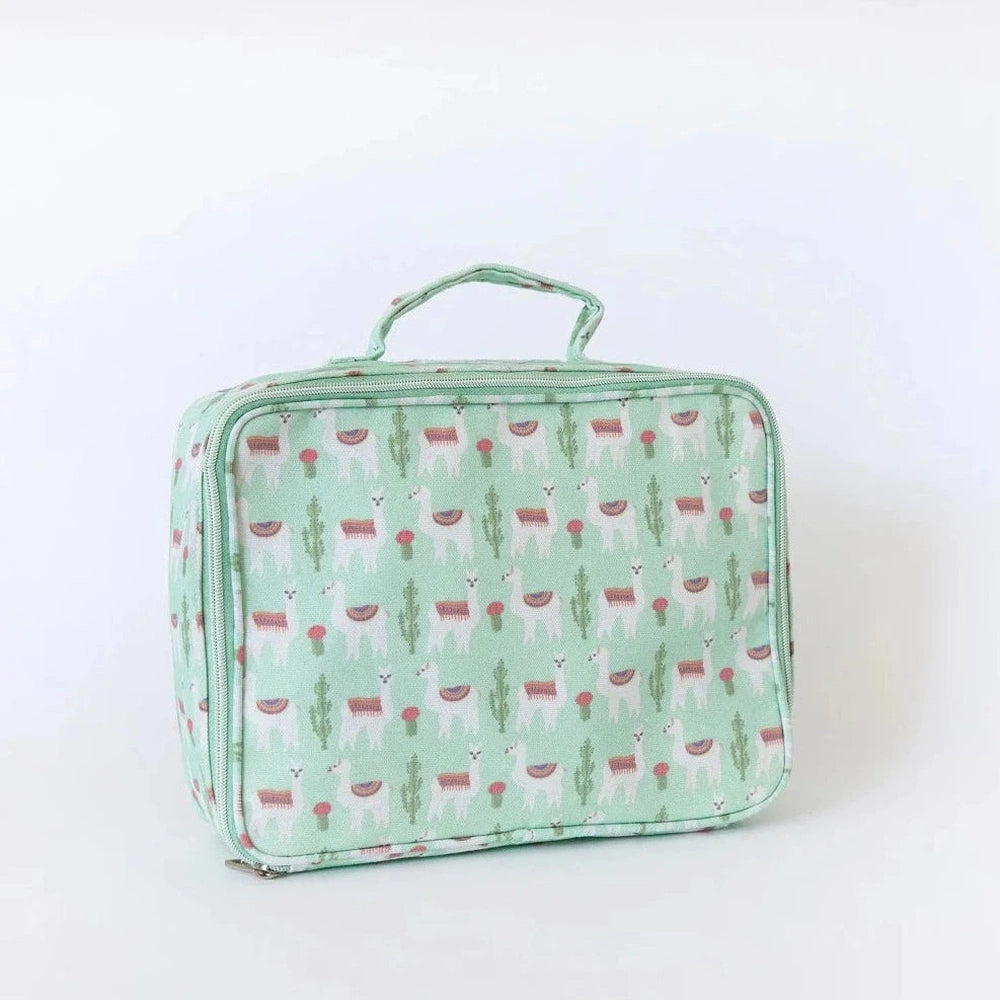 Insulated Cotton Canvas Lunch Bag - Llama Design