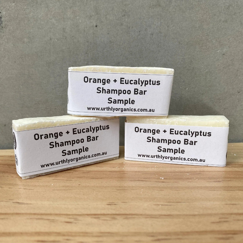 Orange & Eucalyptus Sample Size Shampoo Bar from Urthly Organics.