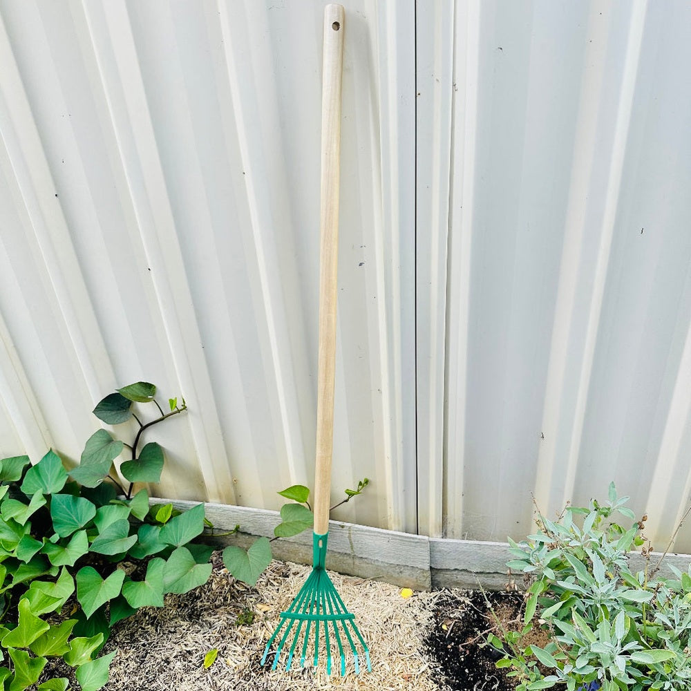 Ryset Kids Long Handle Lawn Rake with Metal Head.