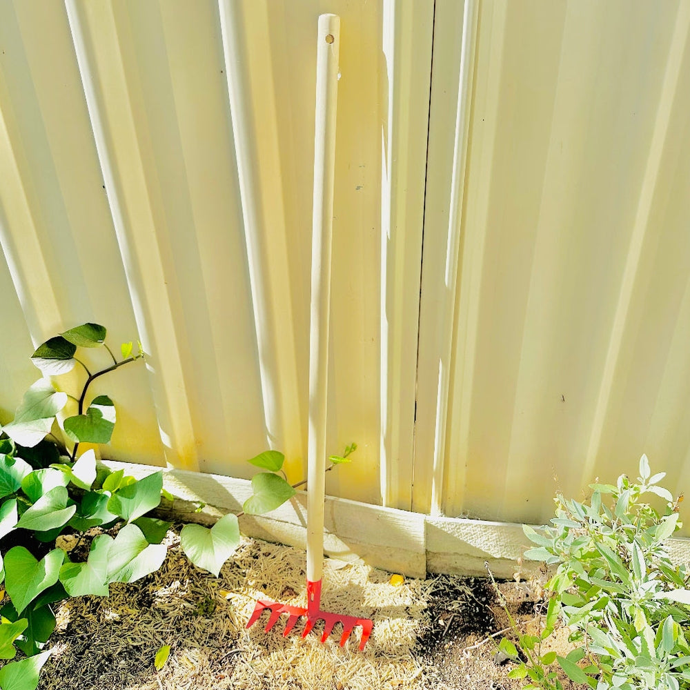 Ryset Kids Long Handle Garden Rake with Metal Head.