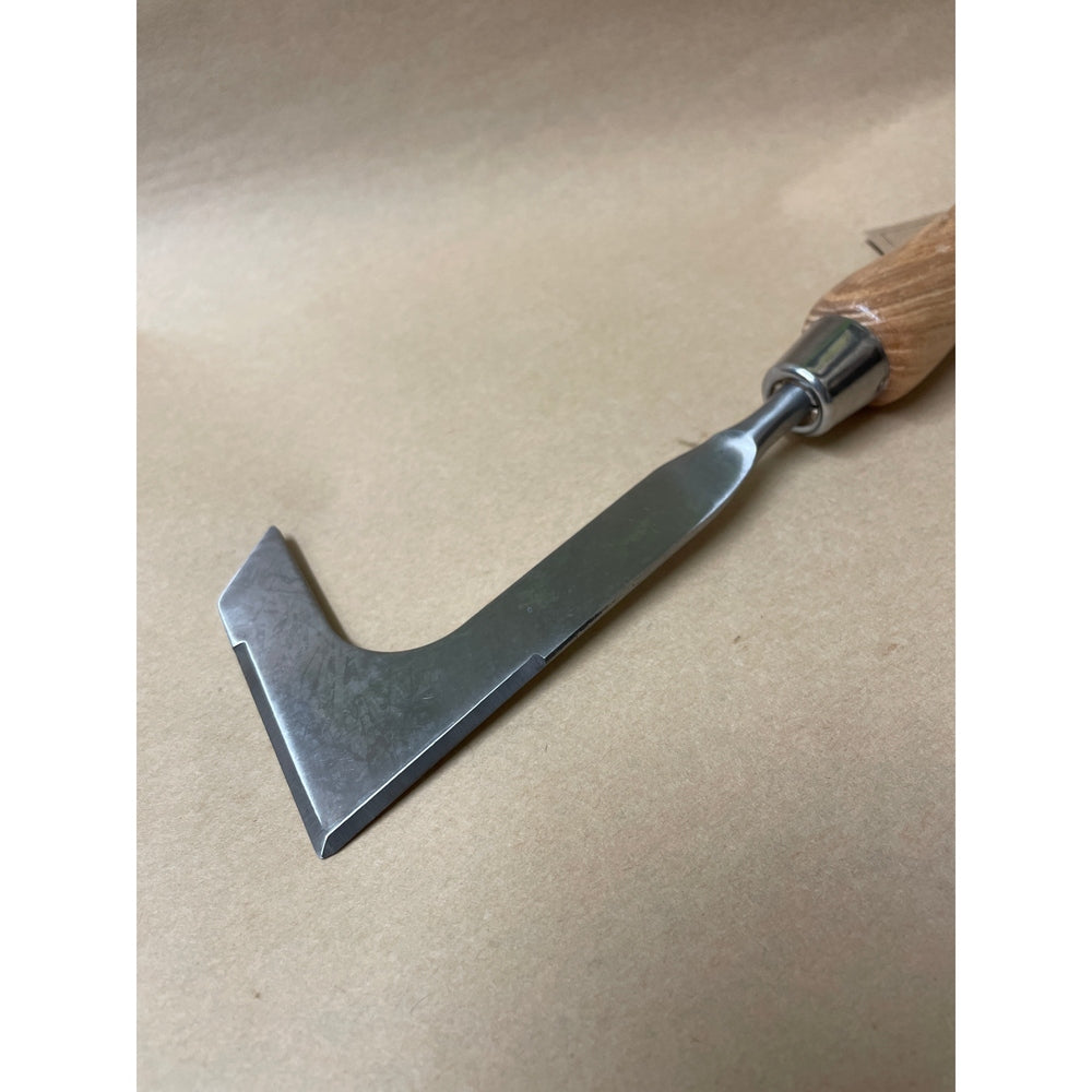 Stainless Steel Pavement Weeding Knife with Ash Wood Handle.