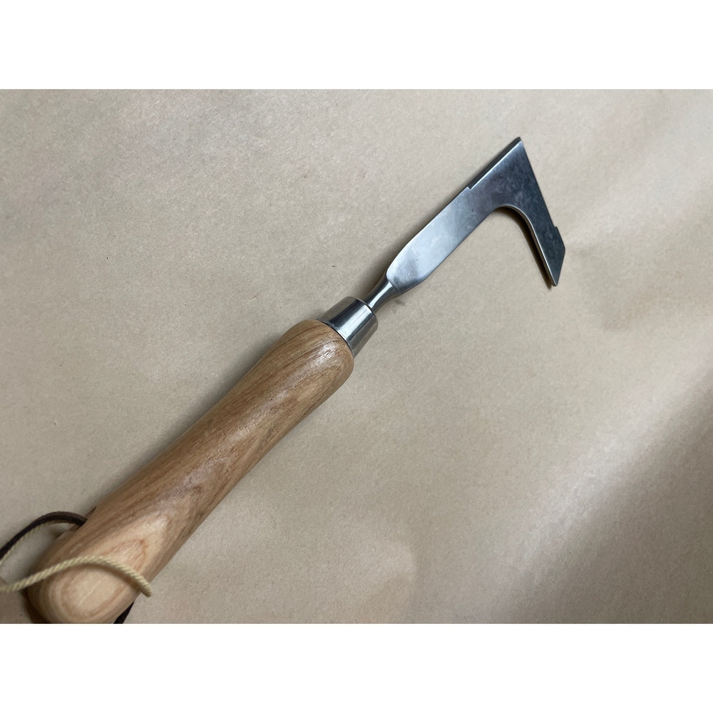 Stainless Steel Pavement Weeding Knife with Ash Wood Handle.