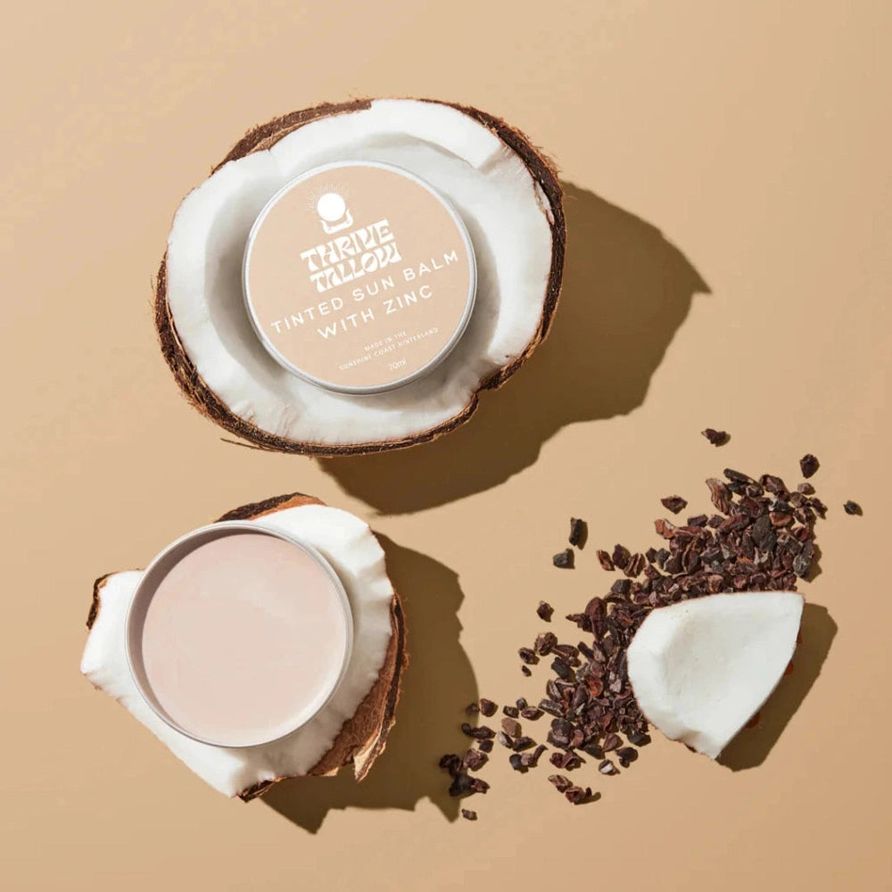 Thrive Tallow Tinted Sun Balm with Zinc - 70ml in Aluminium Tin.