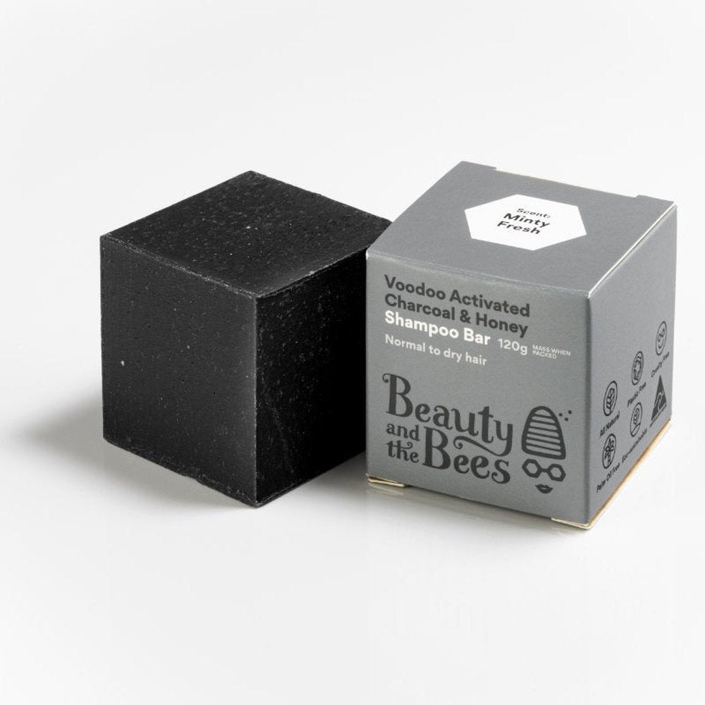 Beauty & the Bees - Voodoo Activated Charcoal and Mint Shampoo Bar for Normal to Dry Hair, Urban Revolution.