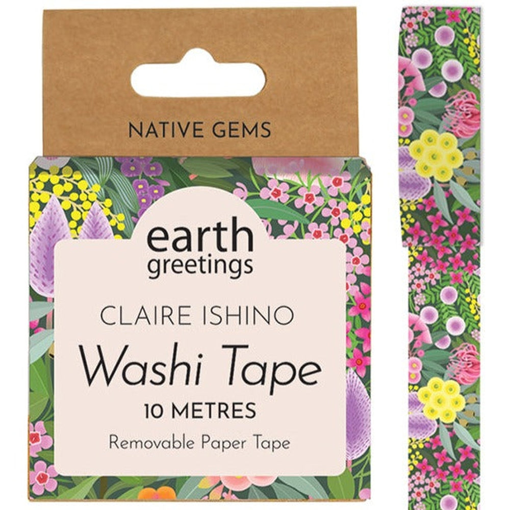 Earth Greetings Paper Washi Tape Roll, 10m - Native Gems.