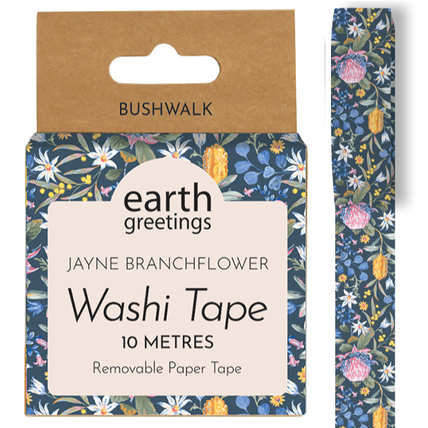 Earth Greetings Paper Washi Tape Roll, 10m - Bushwalk