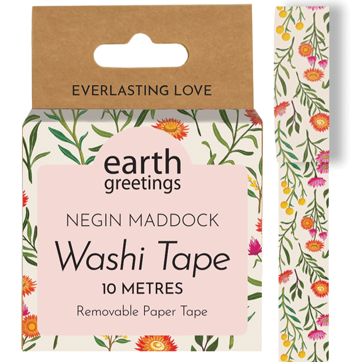 Earth Greetings Paper Washi Tape Roll, 10m - Everlasting Love.