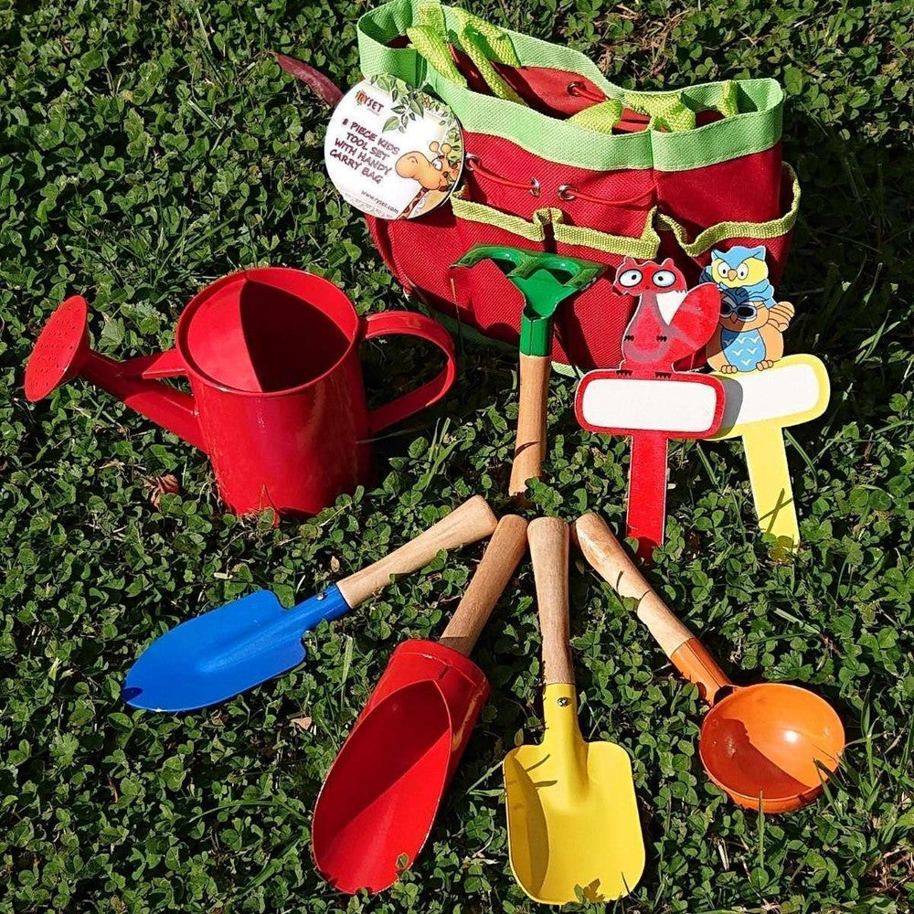 Children's 8 Piece Metal Garden Tool Set with Carry Bag