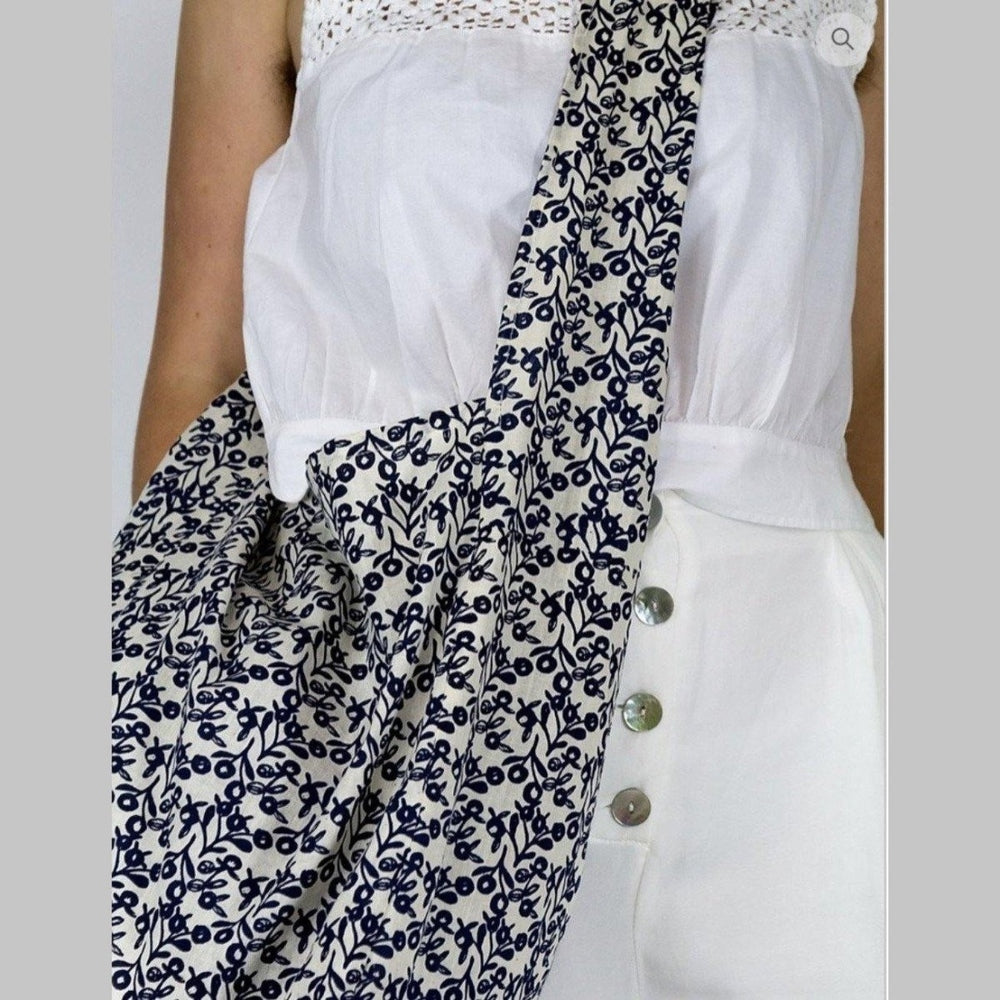 100% Cotton Flora Bag - Lilly Pilly Indigo