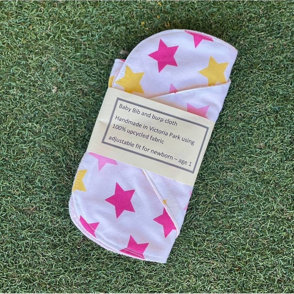 baby burb and bib made from up cycled fabric