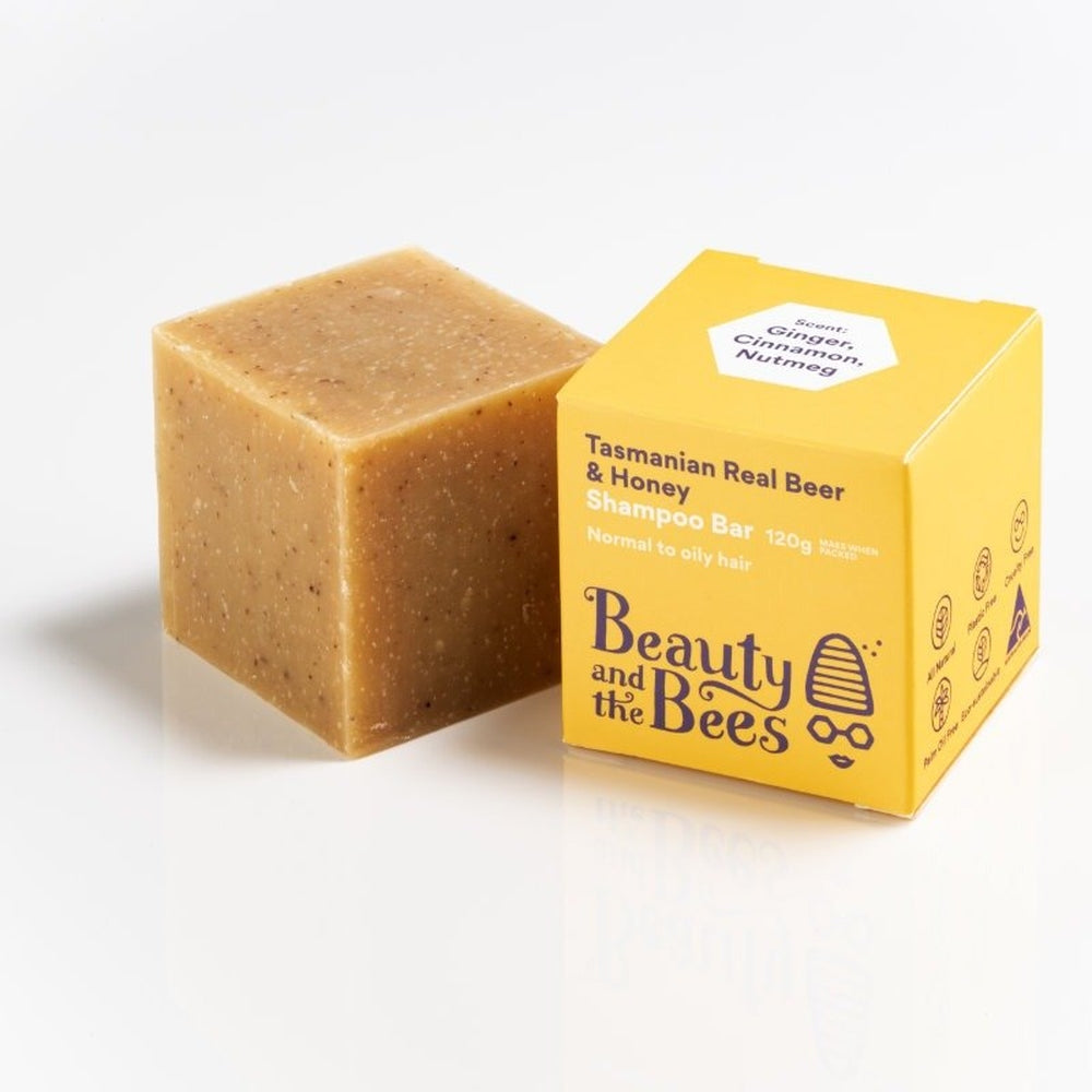 Beauty & the Bees - Beer & Honey Shampoo Bar Scented with Ginger, Cinnamon & Nutmeg for Normal to Oily Hair, Urban Revolution.
