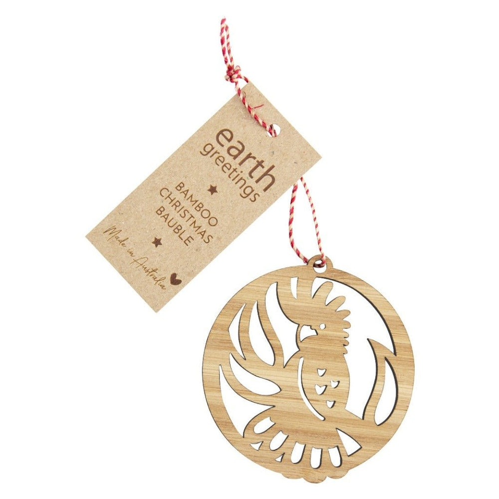 Earth Greetings Bamboo Christmas Bauble - Black Cockatoo