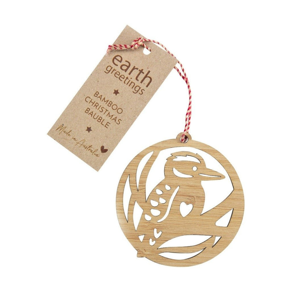 Earth Greetings Bamboo Christmas Bauble - Kookaburra Cackle