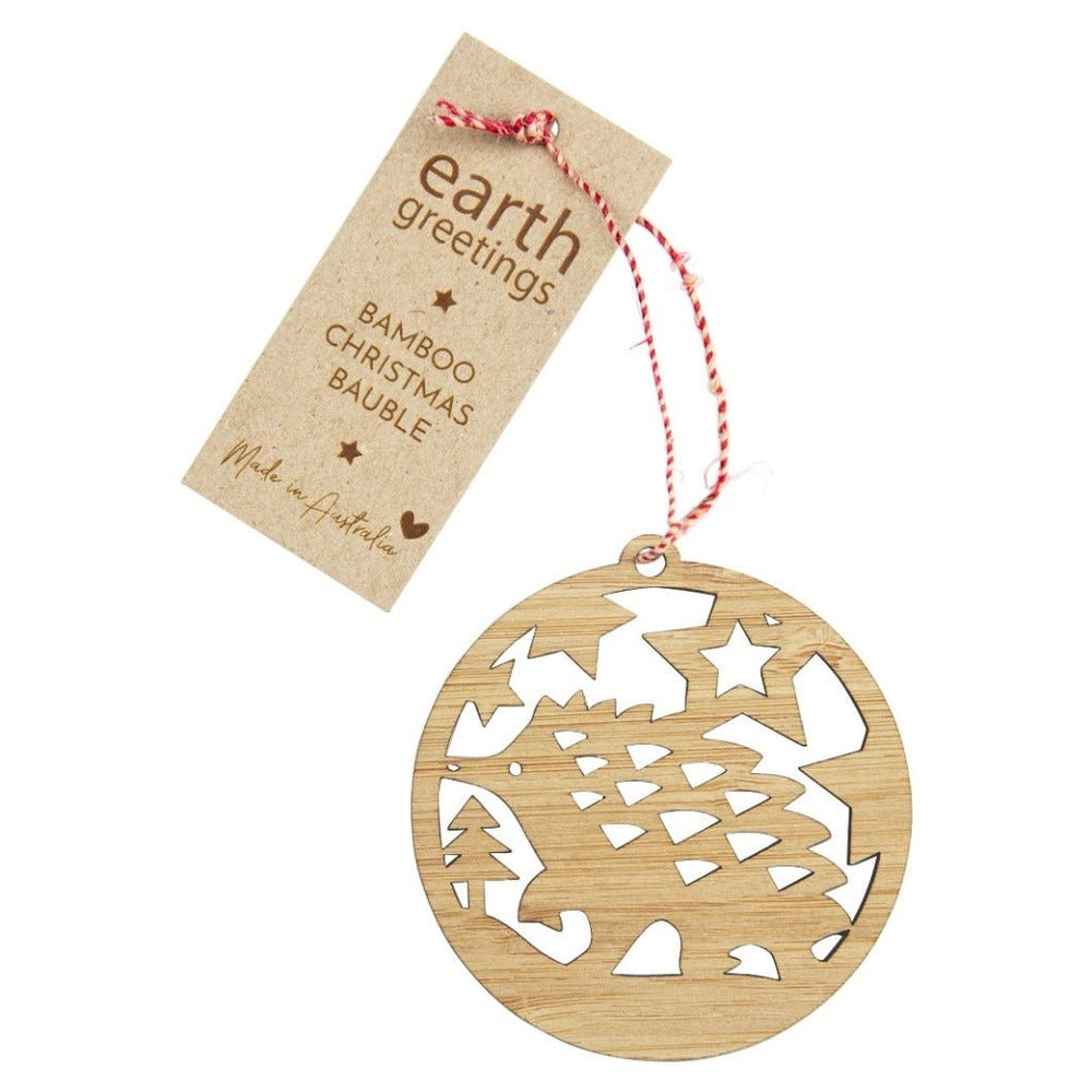Earth Greetings Bamboo Christmas Bauble - Starry Echidna
