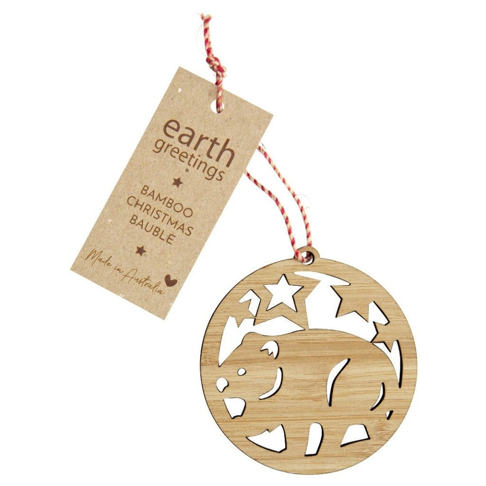 Earth Greetings Bamboo Christmas Bauble - Wombat Wiggle