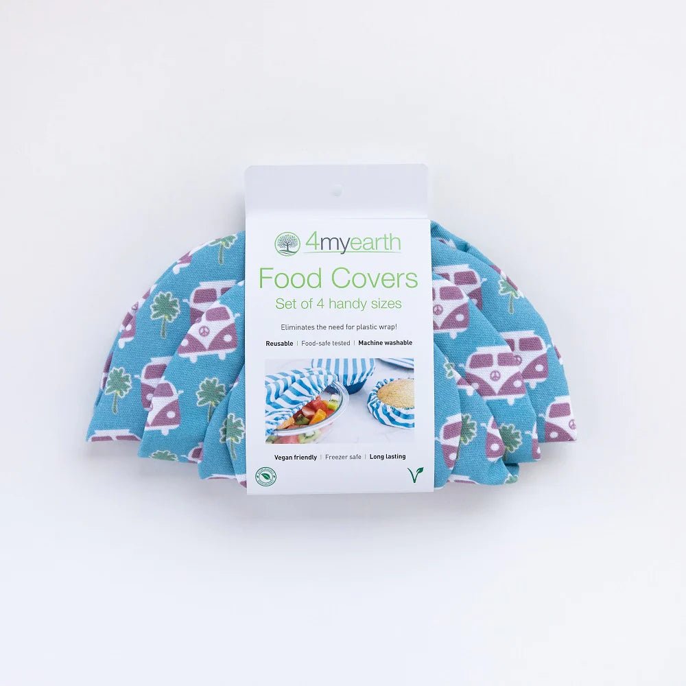 4MyEarth Set of 4 Food Covers in Kombie Vans Design, In Compostable Cardboard Packaging - Urban Revolution.