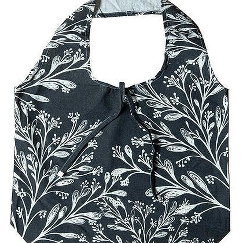 Hampi Shopping Bags - 100% Cotton Screen-Printed Machine Washable Olive Branch Charcoal