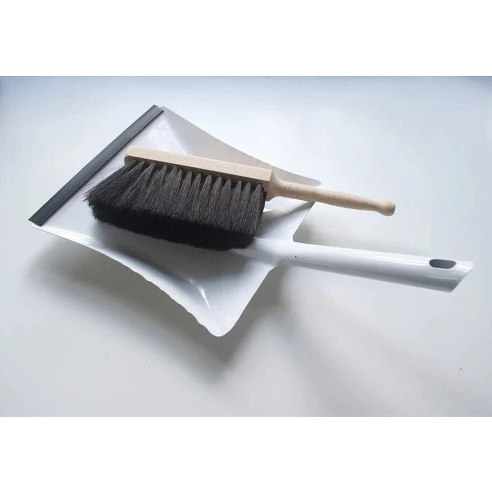 Heaven In Earth Horse Hair Dust Brush Shown with Heaven In Earth Metal White Dust Pan, Urban Revolution.