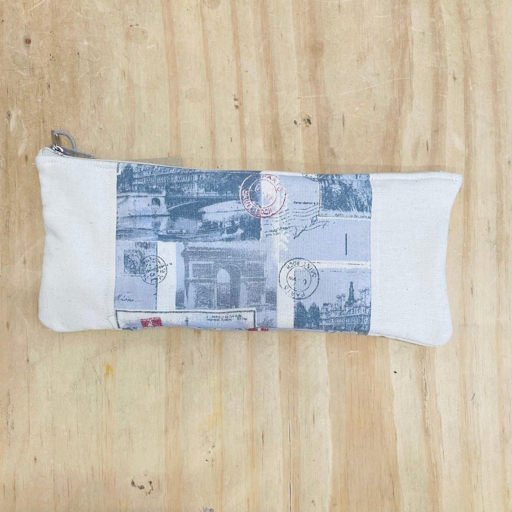 Long Zip Pouch made from Upcycled Materials by Paula W