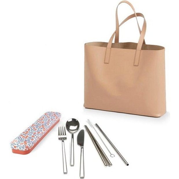 Retro Kitchen Carry Your Cutlery and Tote Bag - Blossom