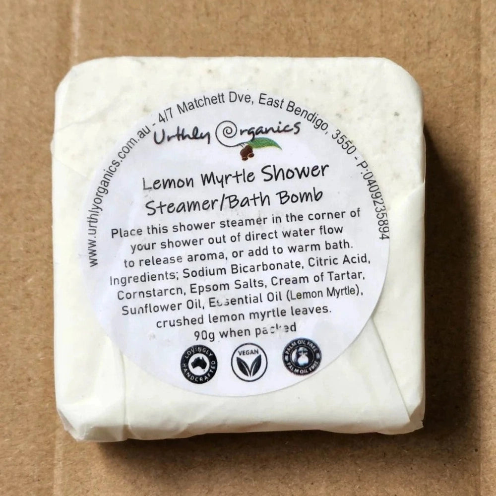 Urthly Organics Lemon Myrtle Shower Steamer, Urban Revolution.