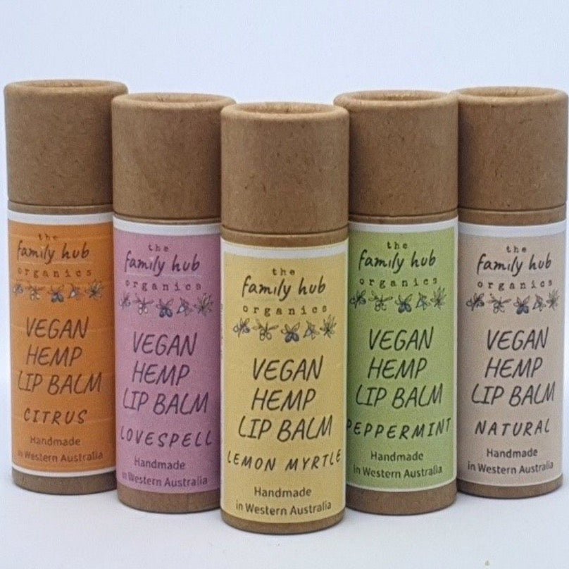 Five Flavours of the Vegan Hemp Lip Balm by The Family Hub