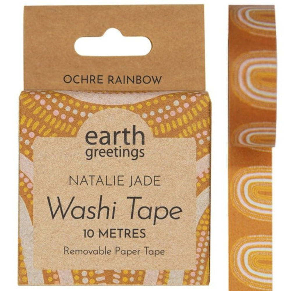 Earth Greetings Paper Washi Tape Roll, 10m - Ochre Rainbow.