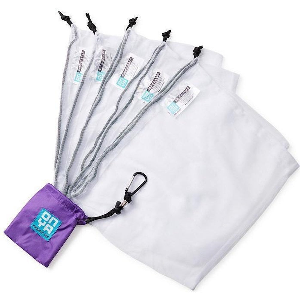 5 Reusable Produce Bags from ONYA, with Violet Carry Pouch