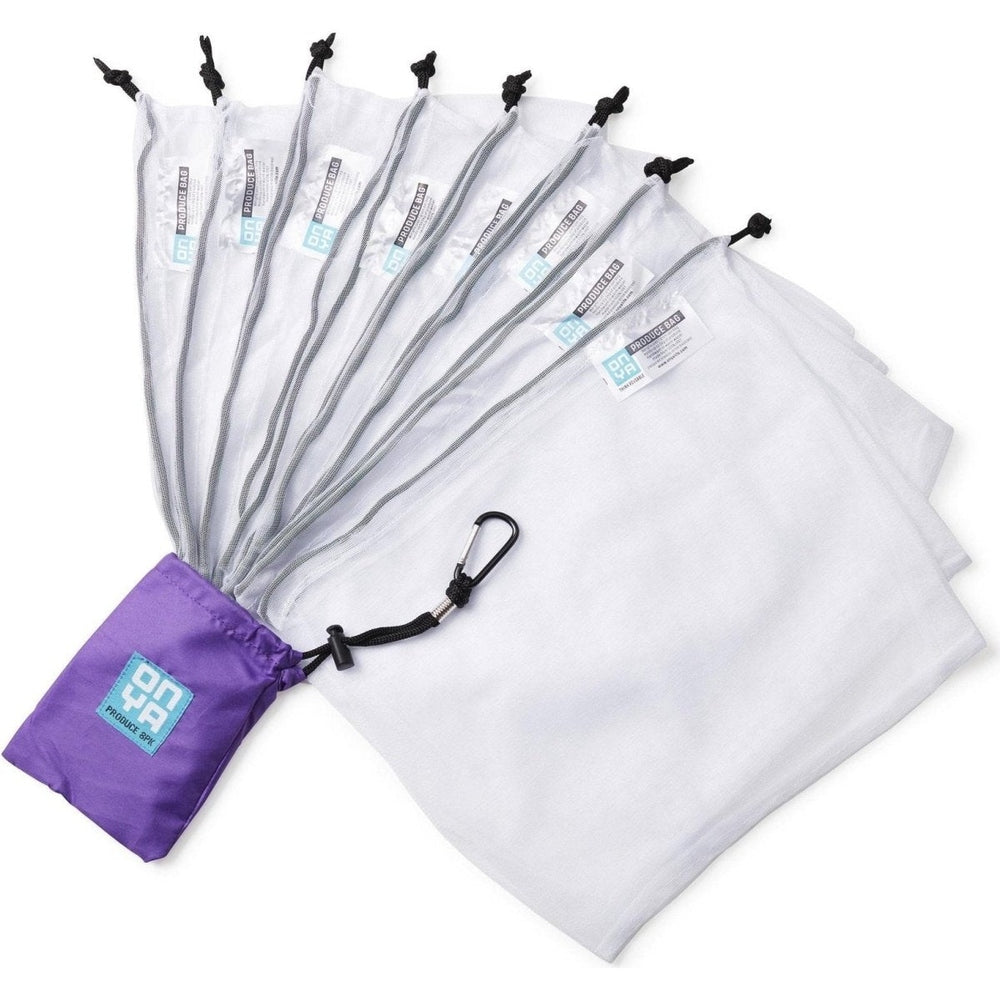 8 Reusable Produce Bags from ONYA, with Violet Carry Pouch