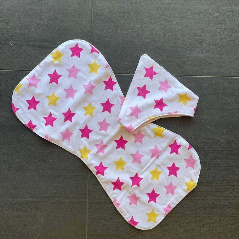 baby burb and bib made from up cycled fabric