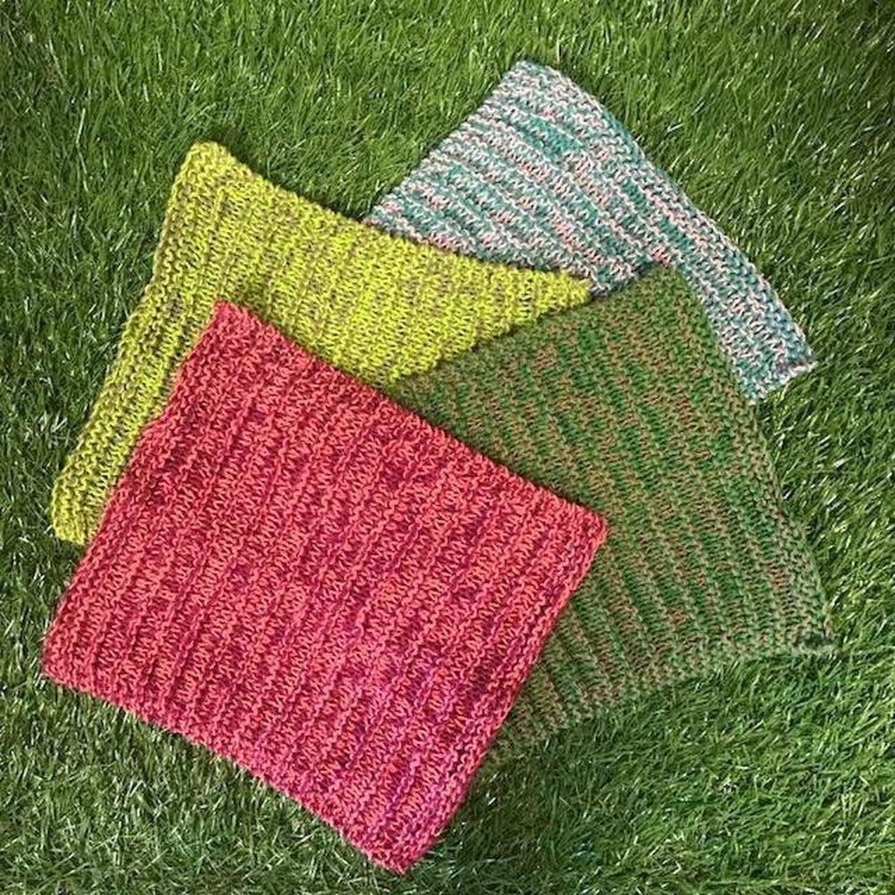 100% Cotton Knitted Dish Cloths - 2 Pack