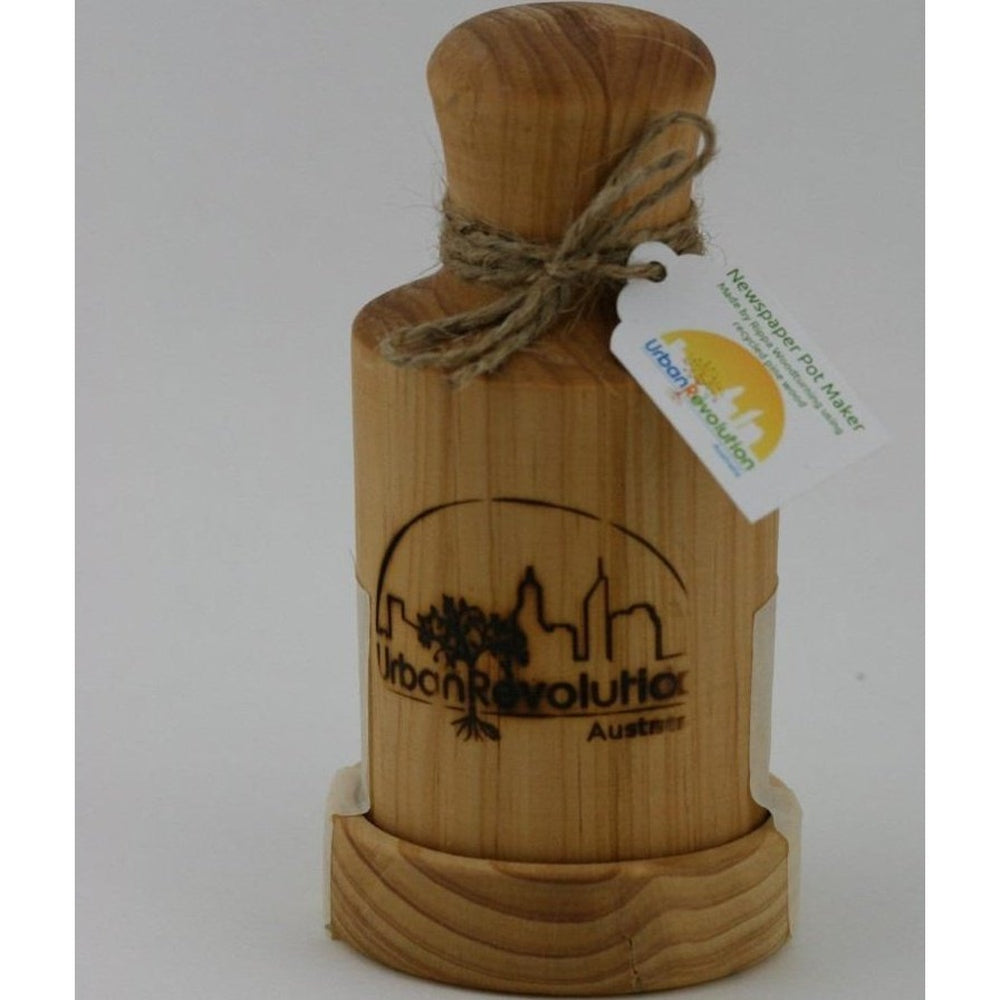Urban Revolution Australia Wooden Newspaper Pot Maker - Pine - Rippa Woodturning Garden