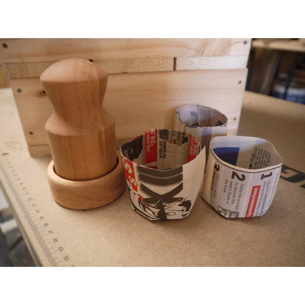 Urban Revolution Australia Wooden Newspaper Pot Maker - Pine - Rippa Woodturning Garden Small