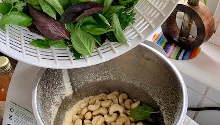 Fresh Basil and Cashew Ingredients for Basil Dip