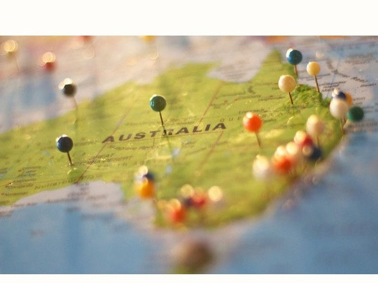 Map of Australia with pins