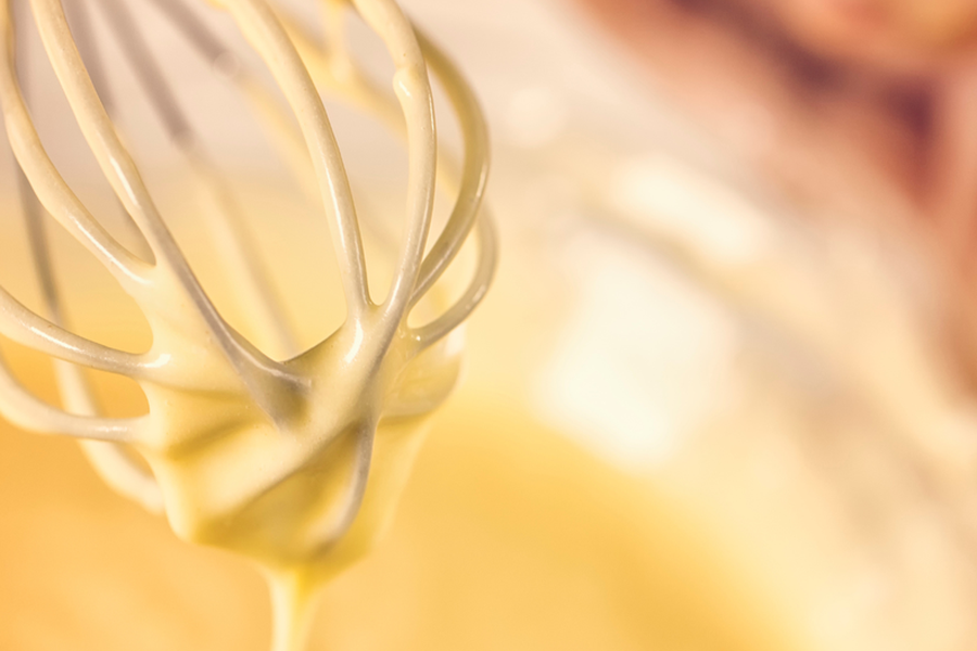 Cake batter with whisk