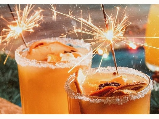sparklers and orange drink