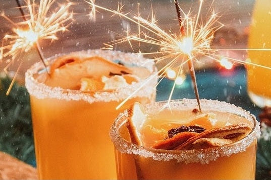 sparklers and orange drink