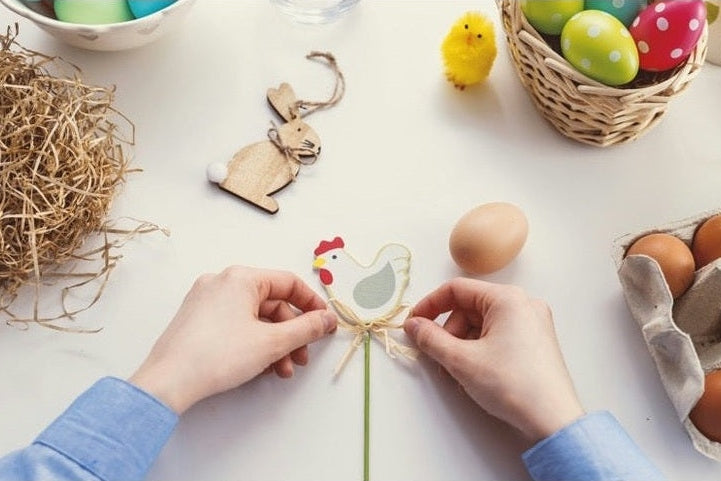 child making Easter crafts