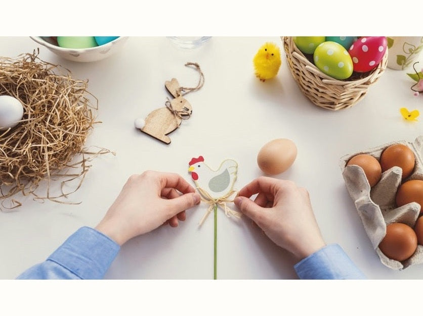 child making Easter crafts
