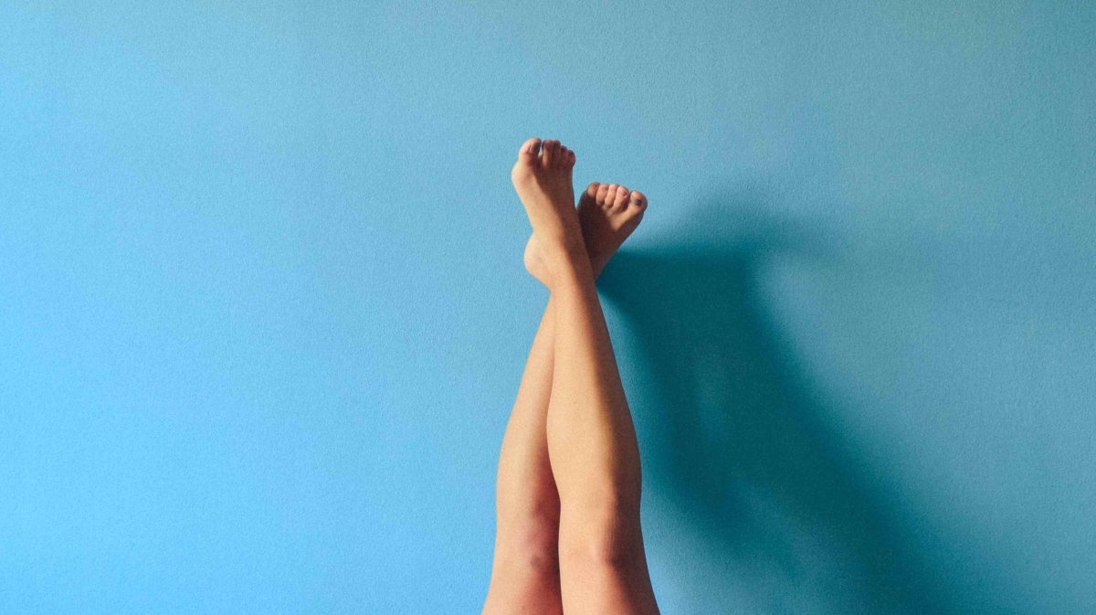 legs on blue background